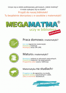 plakat MegaMatma uczy w bibliotece